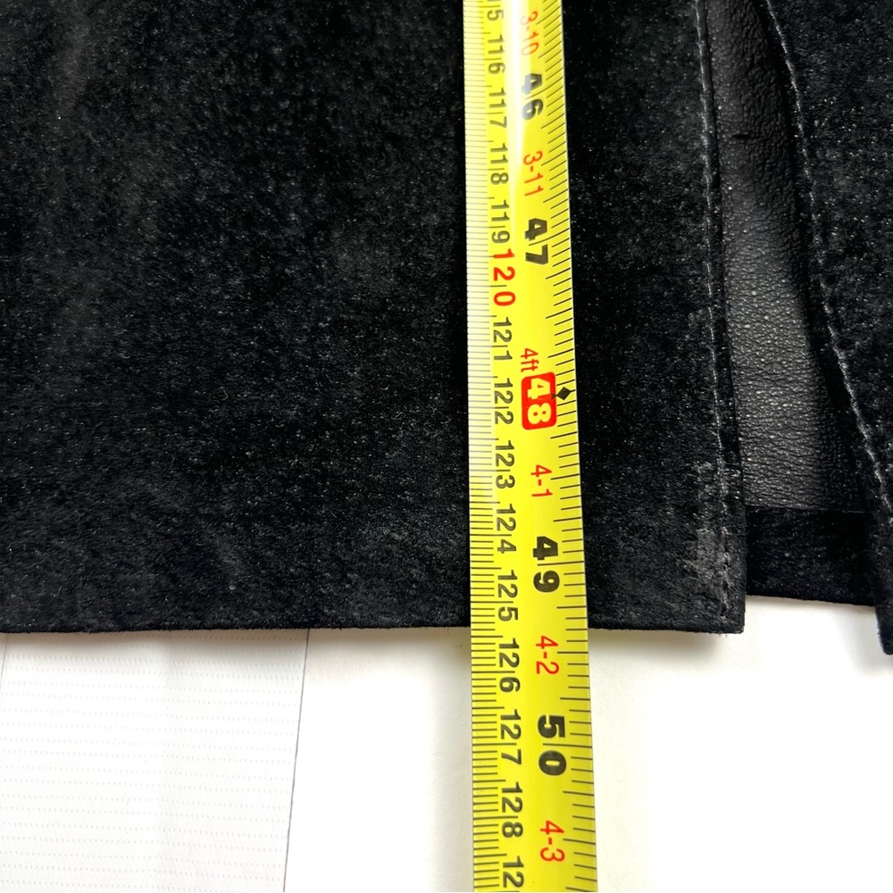 Vintage Leather Suede Long Column Dress Size 4 Black High Halter Neck Sexy Y2K - Picture 13 of 17